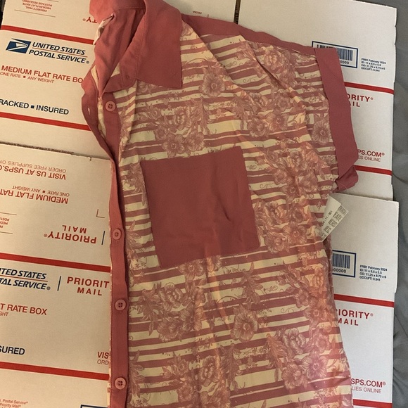 Blush Pink Floral/Striped LuLaRoe Amy Dolman Blouse - NWT XXS (Oversized) - Picture 5 of 12